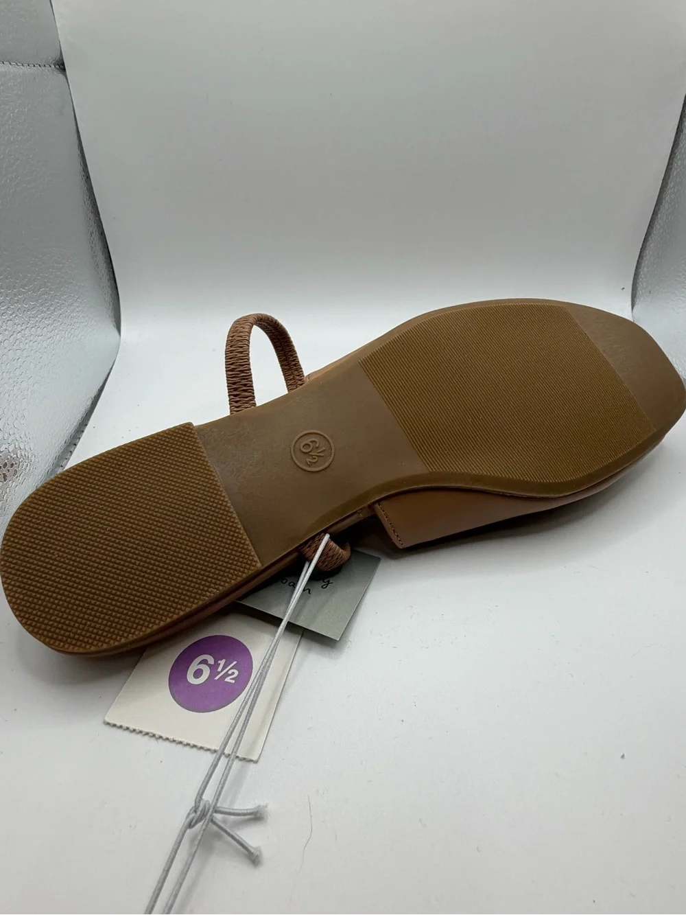 Women's Tan Square-Toe Vada Flats with Ankle Strap - Picture 2 of 5